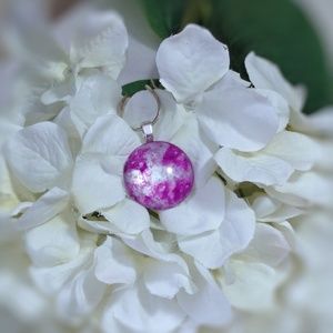 Glass Jewelry Pendant and Necklace, Sweet William